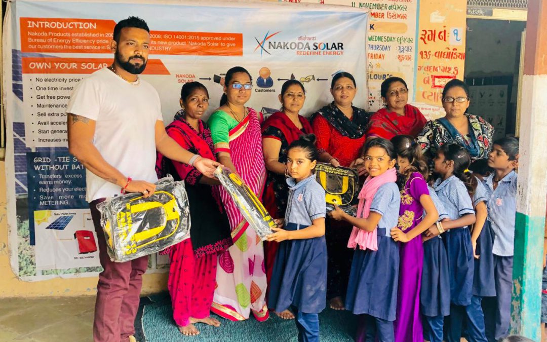 Distributing schools bags at Government School
